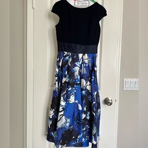 Back and blue floral dress
